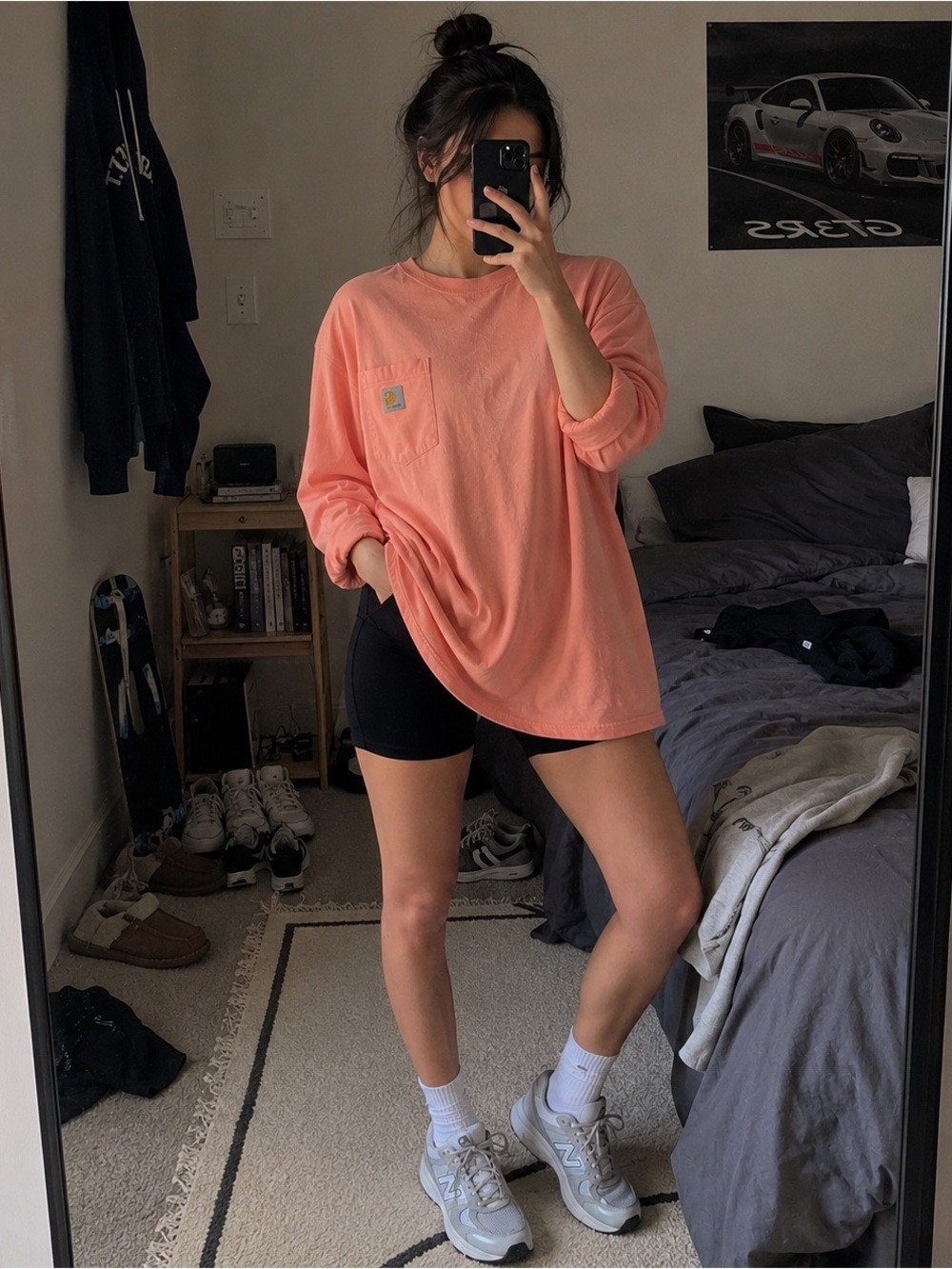 Carhartt XXL Pink Loose Fit Long Sleeve Pocket Tee